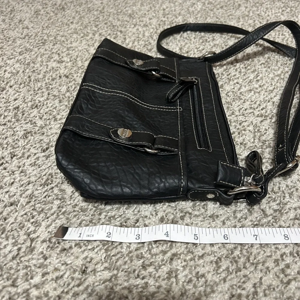 ROSETTI DOUBLE STRAP BLACK LEATHER SATCHEL‎ PURSE ADJUSTABLE